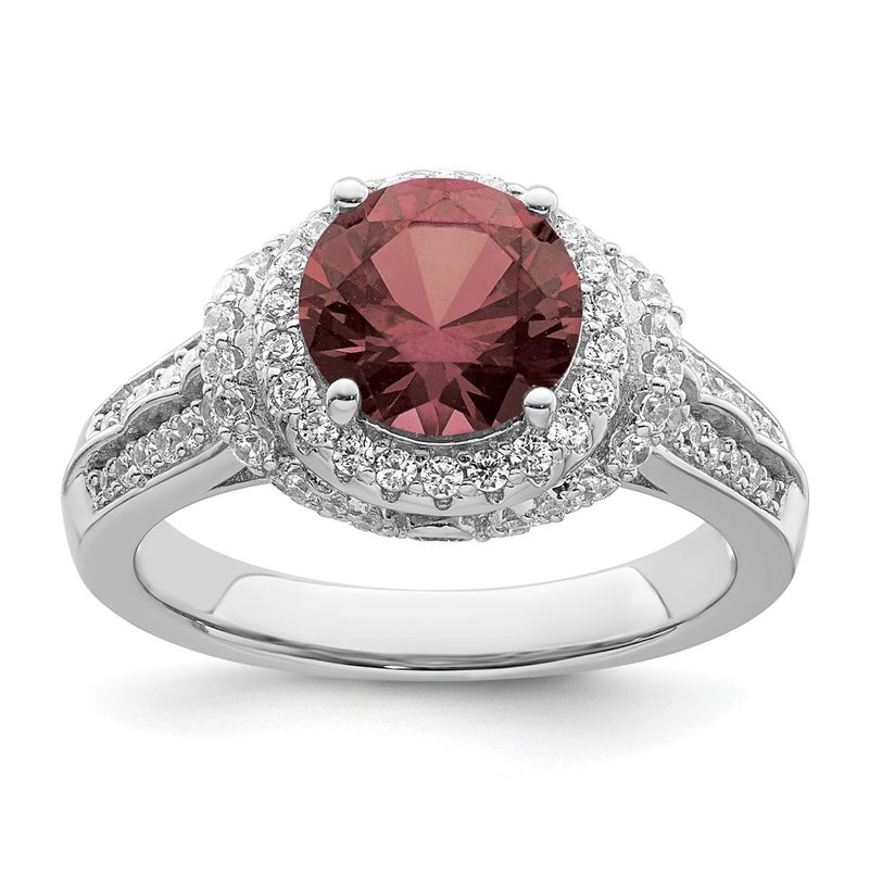 Kazi Luxury Sterling Silver Rhodium Plated Smoky Pink White Cz Ring 74$